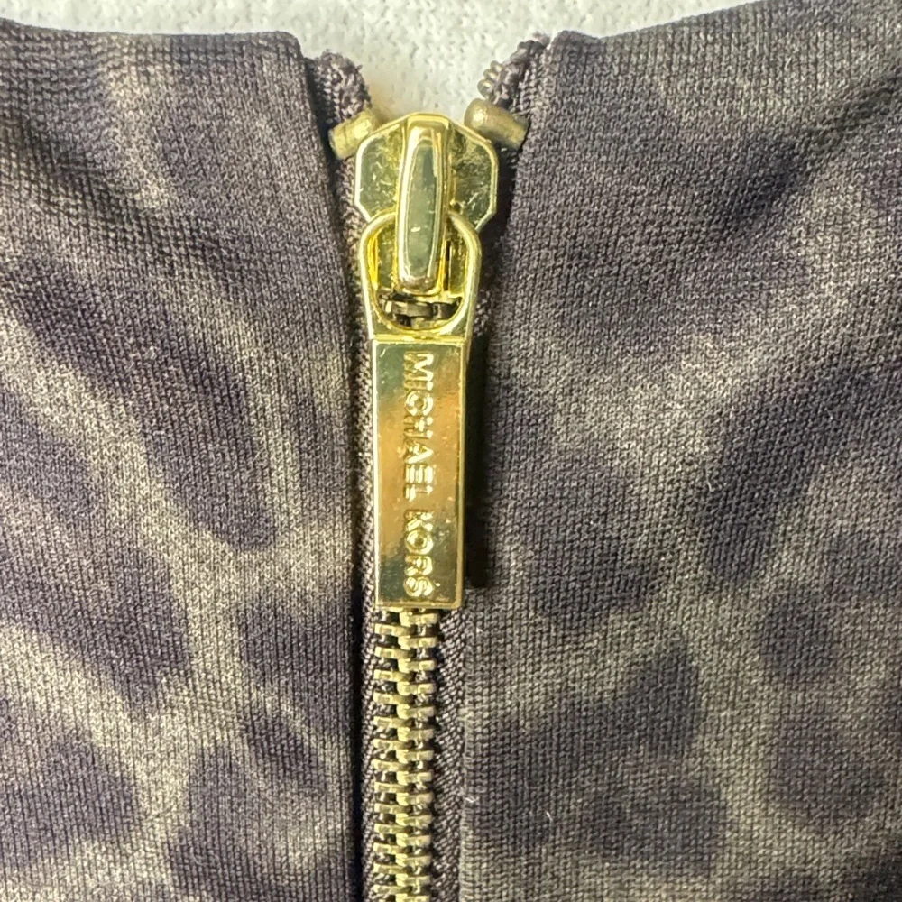 Michael Kors Black Leopard Print Midi Dress